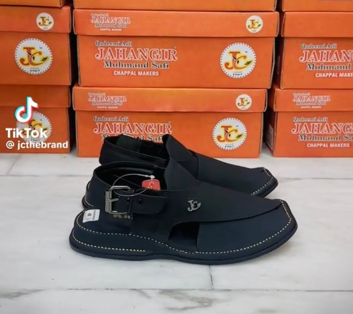 Jet black premium chappal