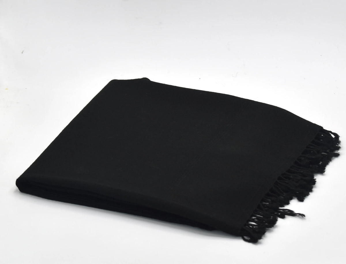 Midnight Black Fringed Shawl