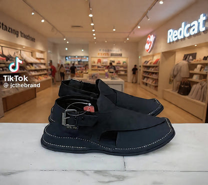 Jet black premium chappal