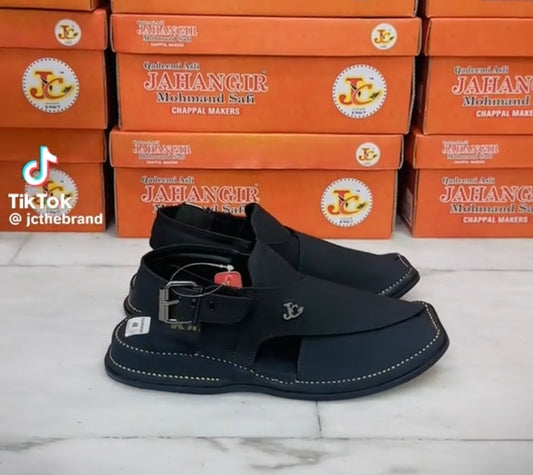 Jet black premium chappal