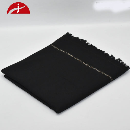 Black Shawl with Contrast Stitching