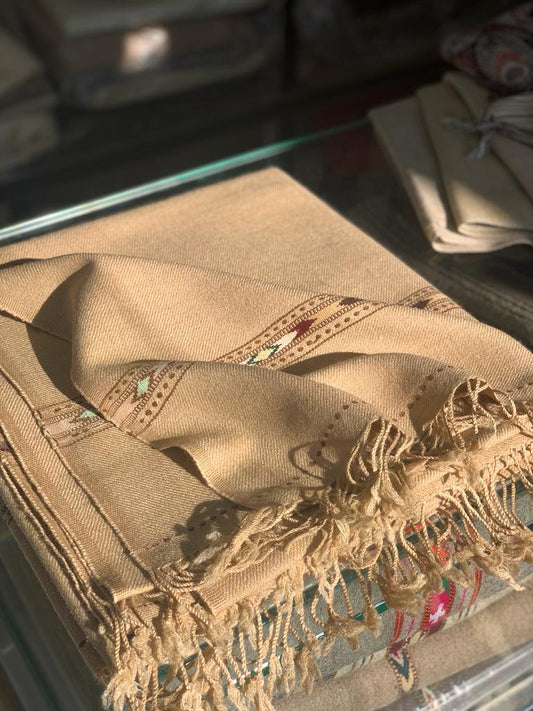 Classic Beige Wool Shawl