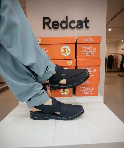 Jet black premium chappal