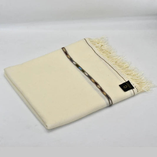 Cream Shawl with Woven Border