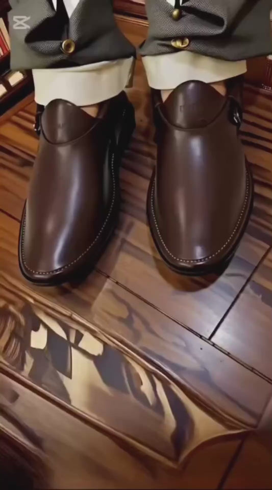Dark brown jeans chappal