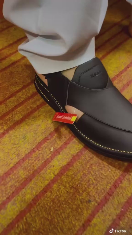 Jet black premium chappal